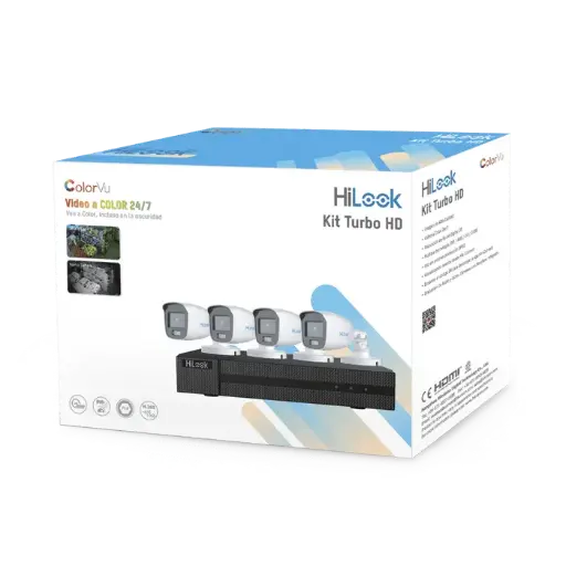 [HL-1080-CV/A] Kit TurboHD 1080p / DVR 4 Canales / 4 Cámaras Bala ColorVu con Micrófono Integrado / Fuente de Poder / Accesorios de Instalación